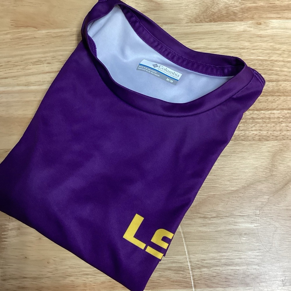 Men's Columbia LSU Tigers Terminal Tackle PFG Short Sleeved Tee Purple‎ Medium
